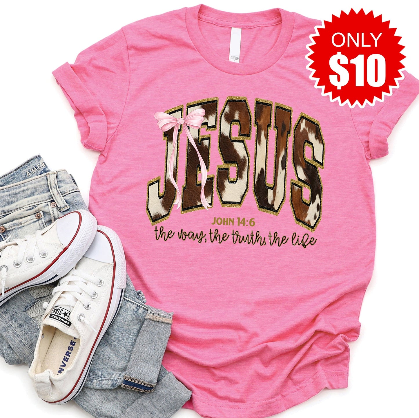 Jesus Tee - Heather Charity Pink - 10