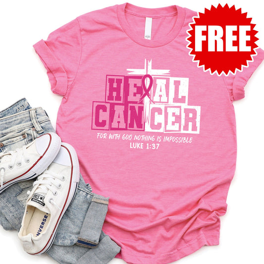 Heal Cancer Tee - Heather Charity Pink - 0