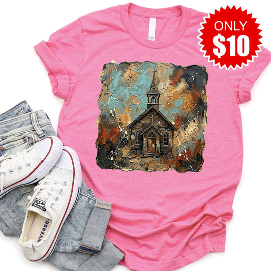 Church Tee - Heather Charity Pink - 10
