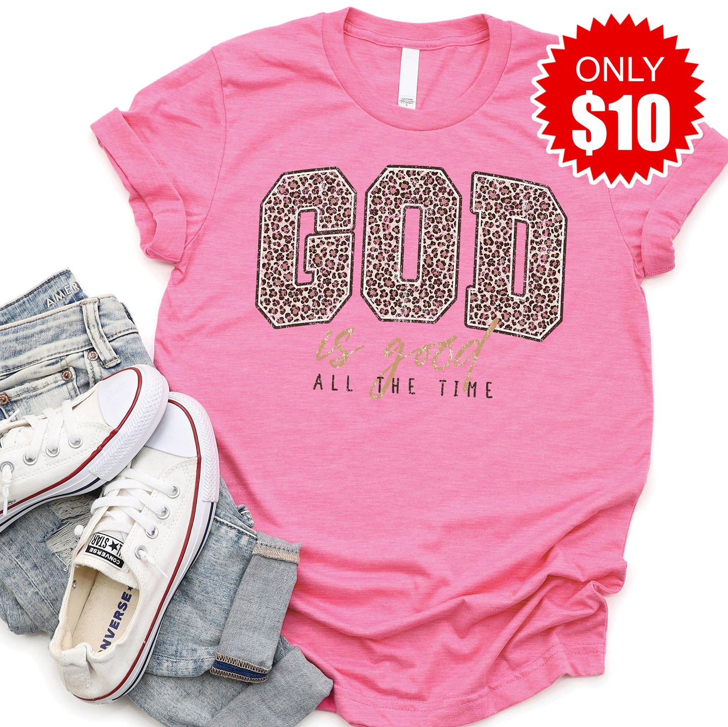 God Is Good Tee - Heather Charity Pink - 10