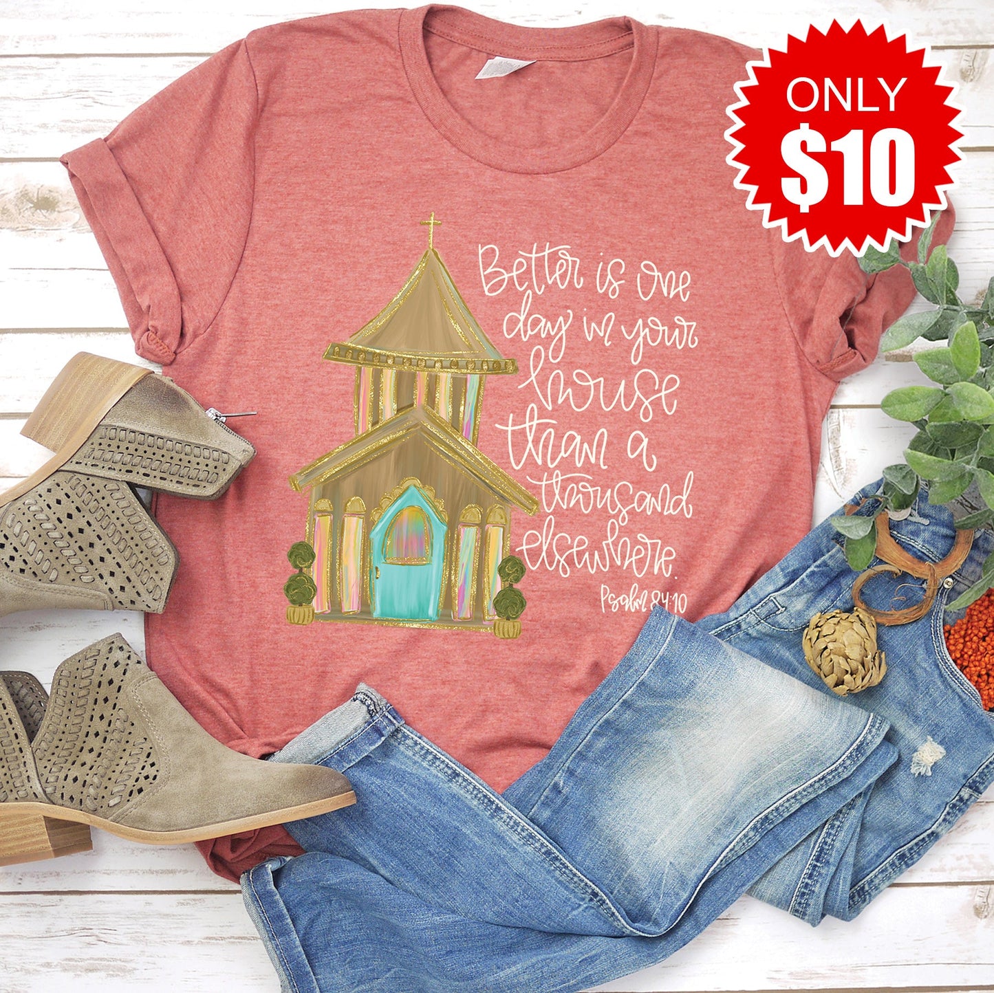 Church Tee - Heather Clay - 10