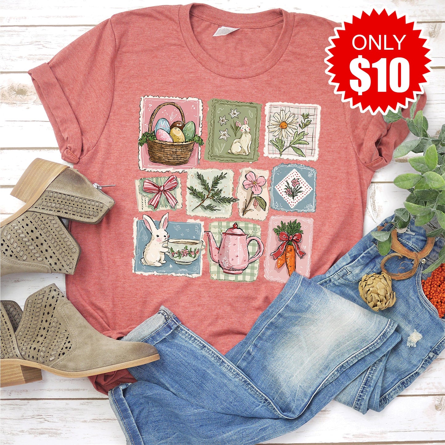 Bunny Tee - Heather Clay - 10