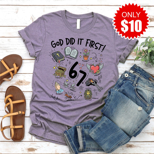 God Did It First Tee - Heather Deep Purple - 10