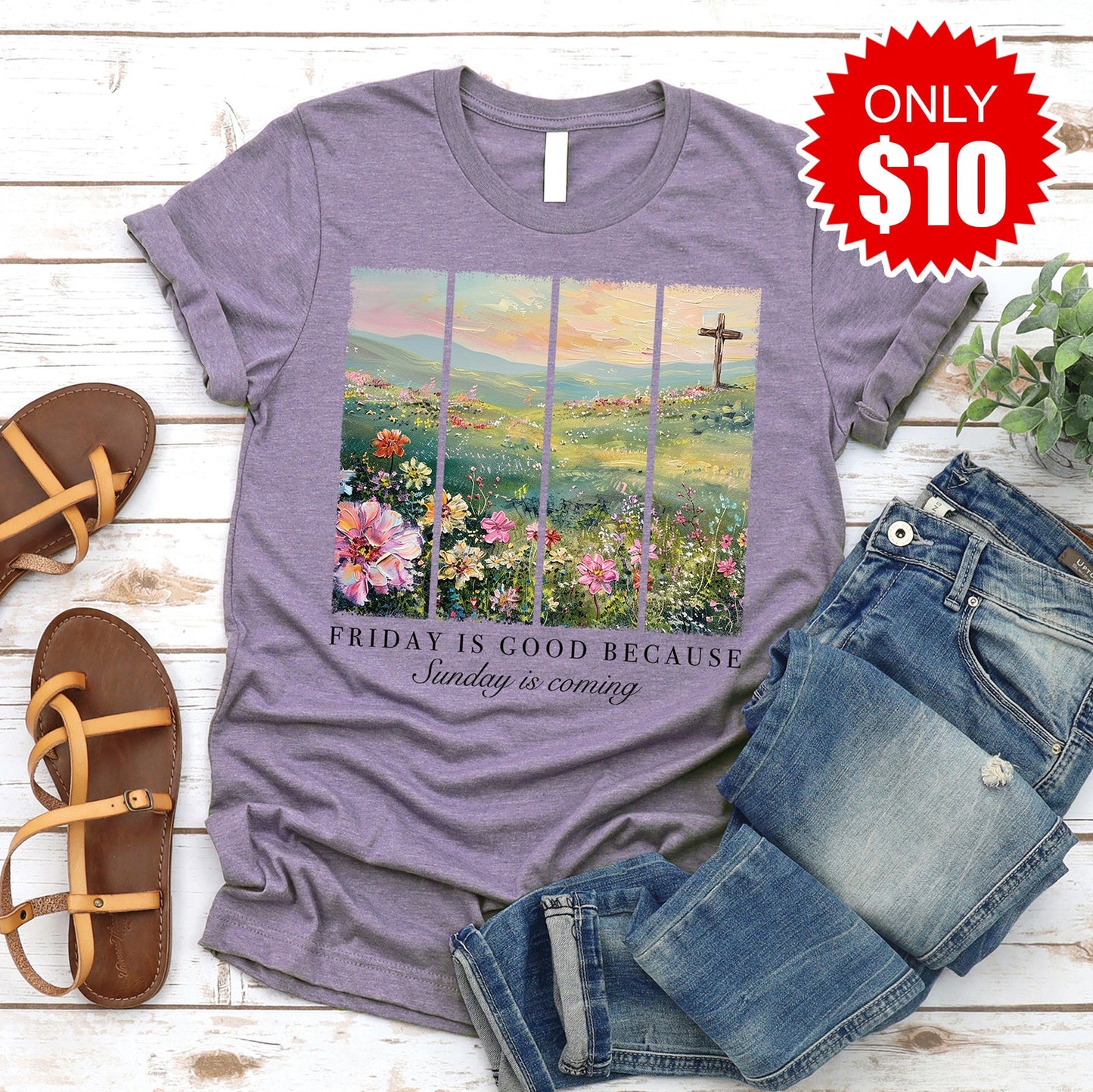 Friday Is Good Tee - Heather Deep Purple - 10