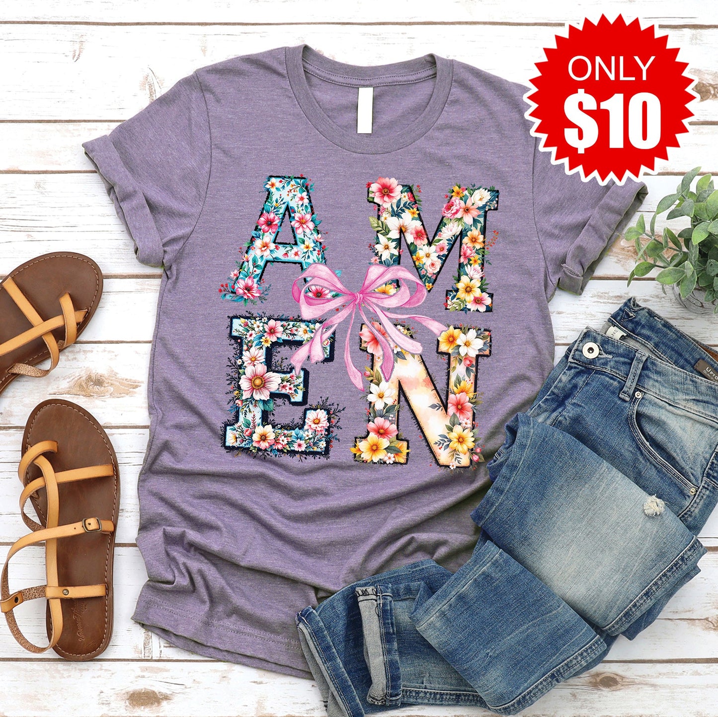 Amen Tee - Heather Deep Purple - 10