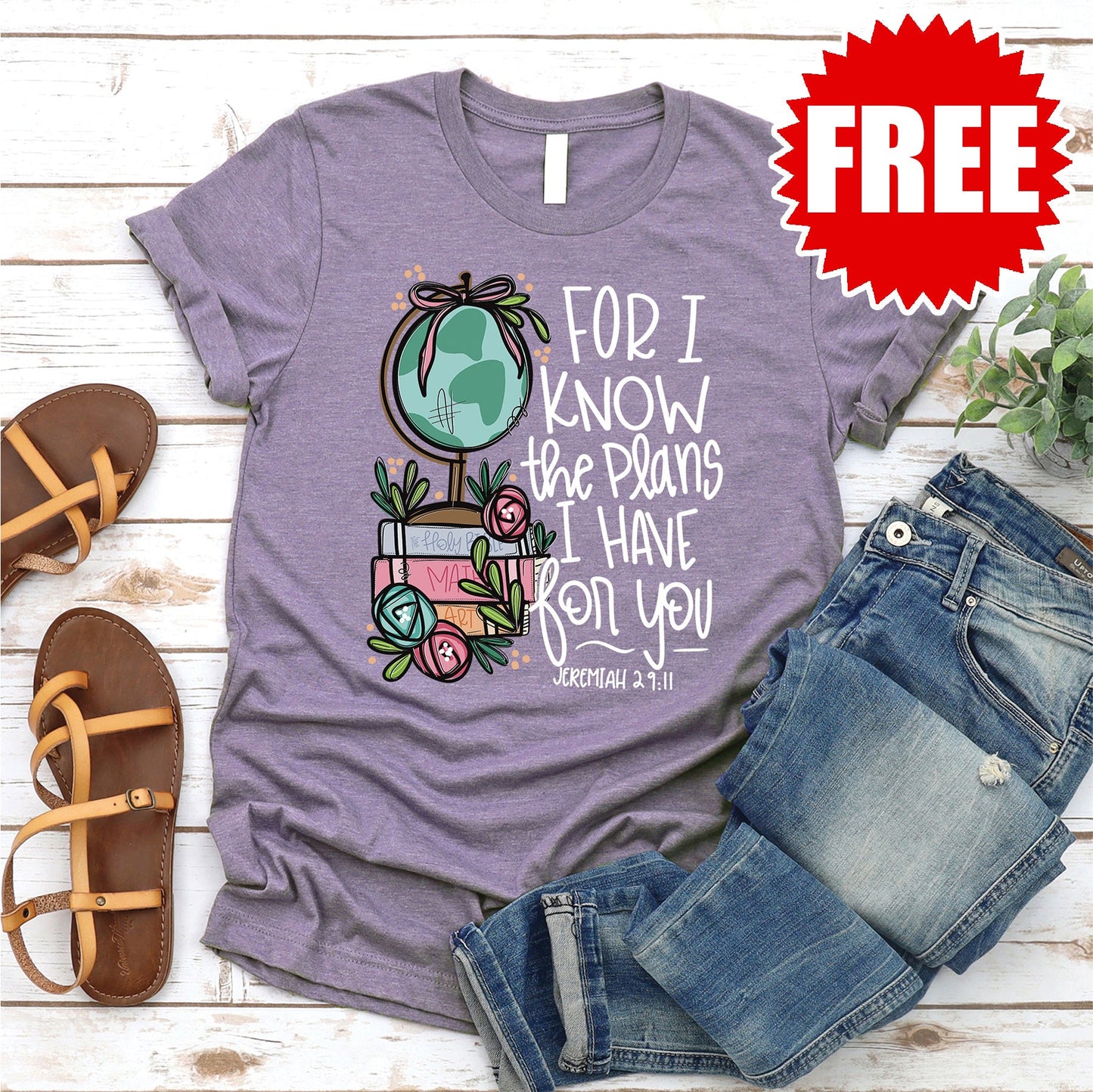 For I Know the Plans Tee - Heather Deep Purple - 0