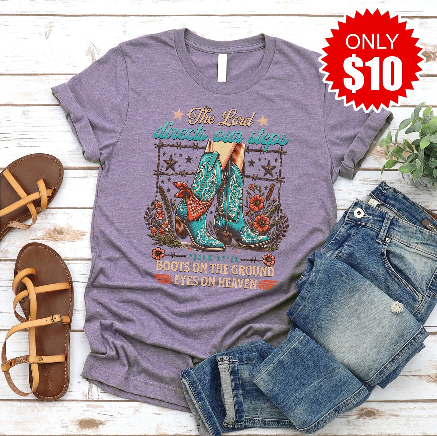 Boots On The Ground Tee - Heather Deep Purple - 10