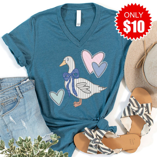 Goose V-Neck - Heather Deep Teal - 10