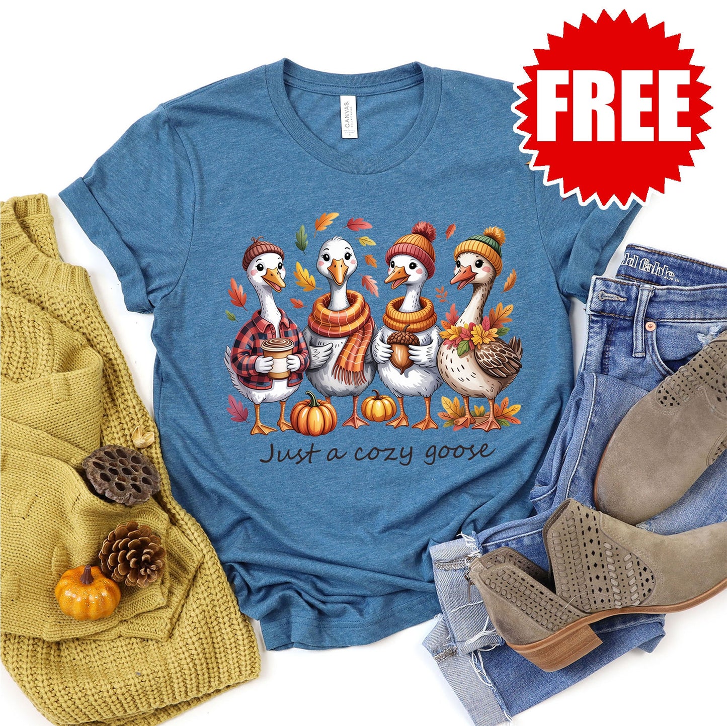 Cozy Goose Tee - Heather Deep Teal - 0