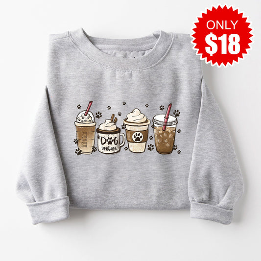Dog Mom Coffee Sweatshirt - Heather Grey - 18