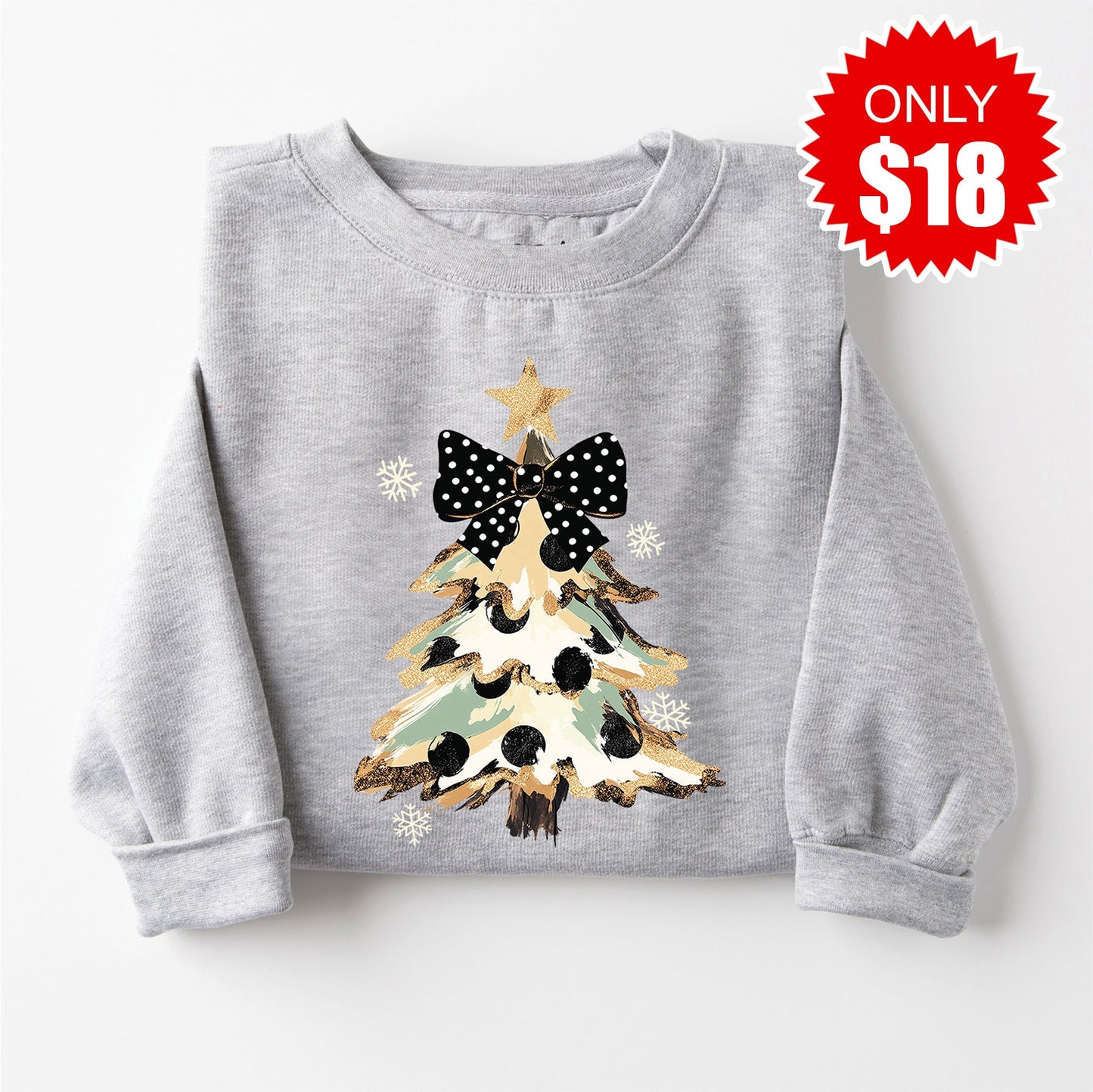 Glitter Christmas Tree Sweatshirt - Heather Grey - 18