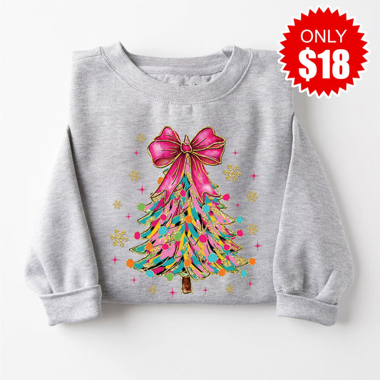 Colorful Christmas Tree Sweatshirt - Heather Grey - 18