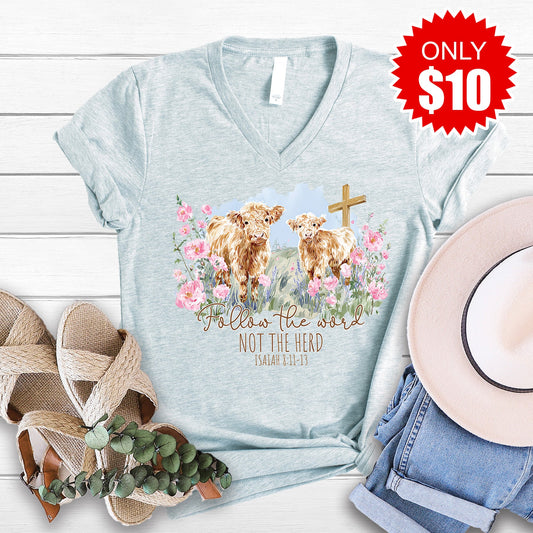 Follow The Word V-Neck - Heather Prism Ice Blue - 10