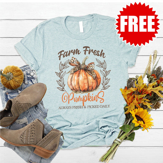 Farm Fresh Pumpkins Tee - Heather Ice Blue - 0