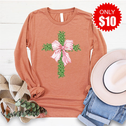 Cross Long Sleeve - Heather Terracotta - 10