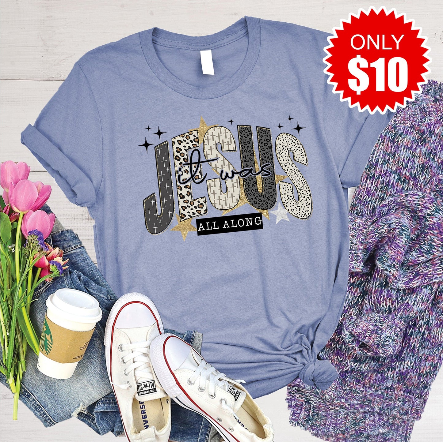 Jesus Tee - Heather Lavender Blue - 10