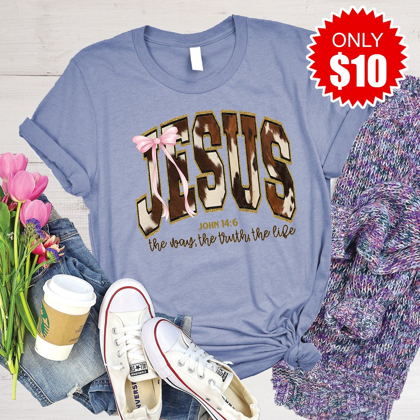 Jesus Tee - Heather Lavender Blue - 10