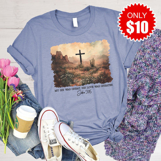 John 3:16 Tee - Heather Lavender Blue - 10
