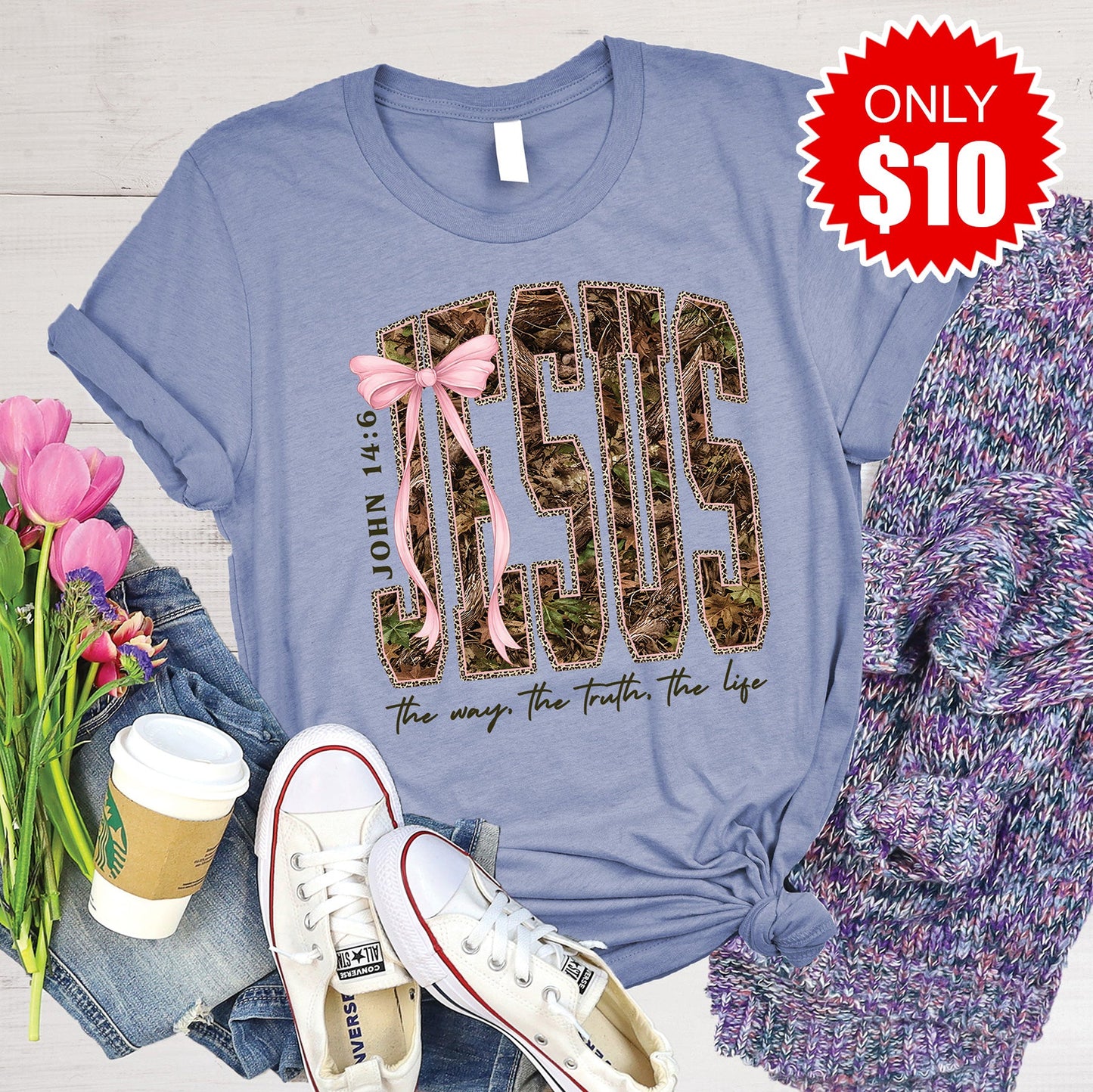 Jesus Tee - Heather Lavender Blue - 10