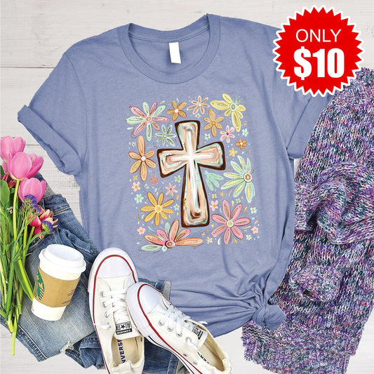 Cross Tee - Heather Lavender Blue - 10