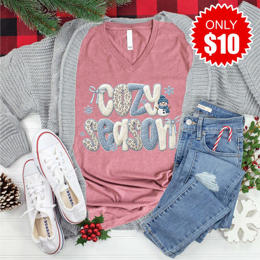 Cozy Season Yarn V-Neck - Heather Mauve - 10