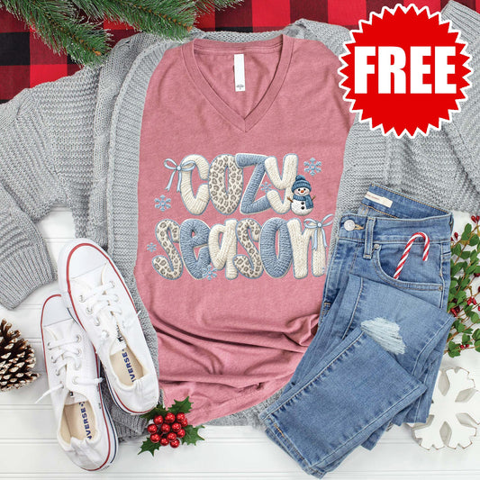 Cozy Season Yarn V-Neck - Heather Mauve - 0