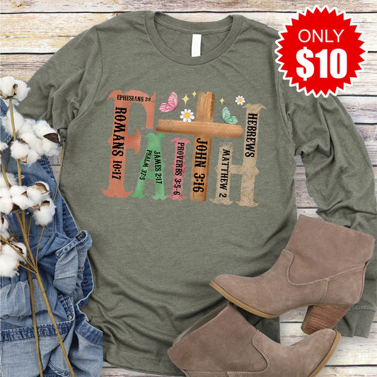 Faith Long Sleeve - Heather Olive - 10