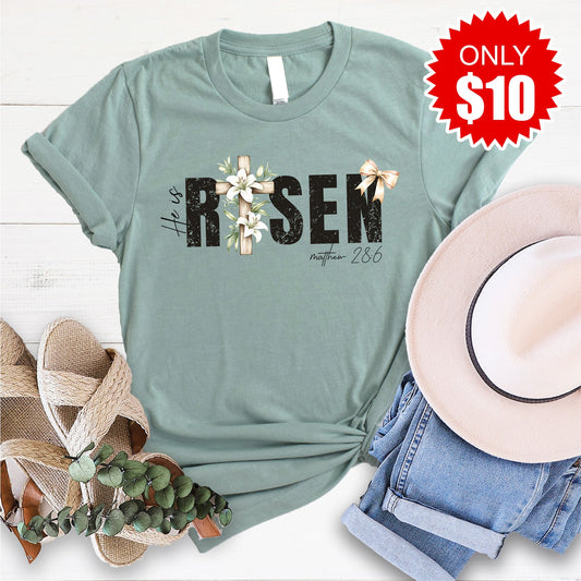 He Is Risen Tee - Heather Sage - 10