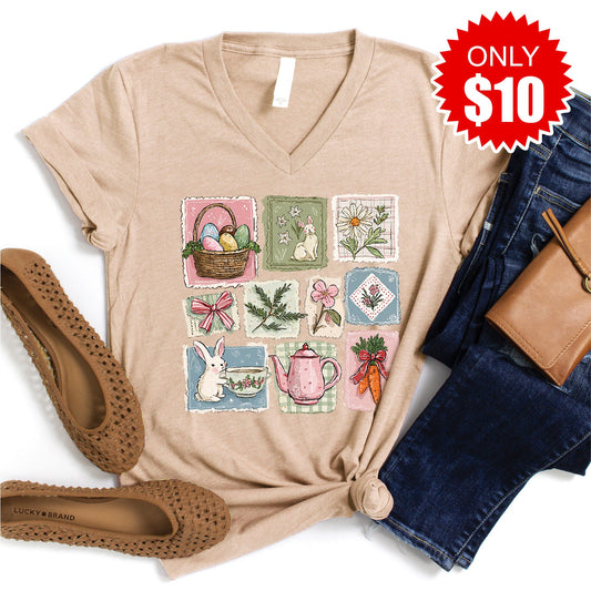Bunny V-Neck - Heather Sand Dune - 10