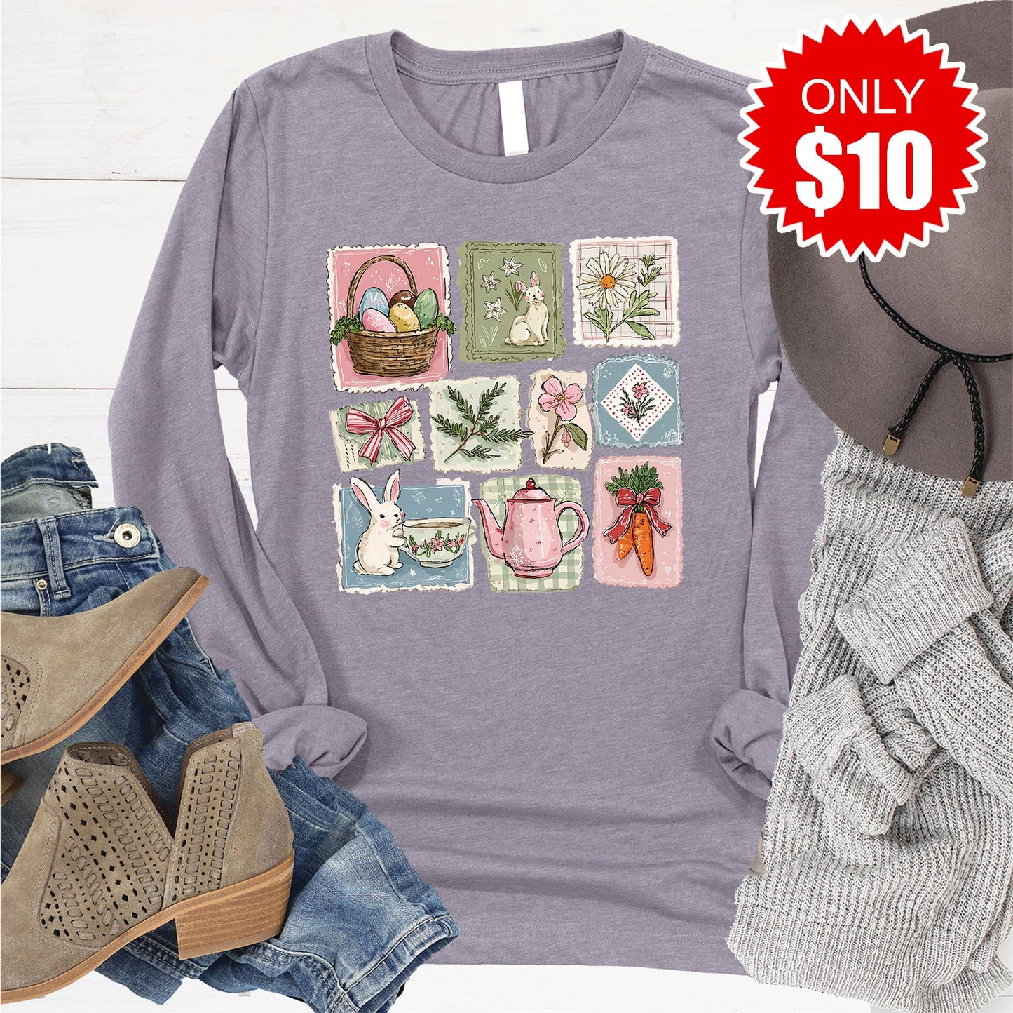 Bunny Long Sleeve - Heather Storm - 10
