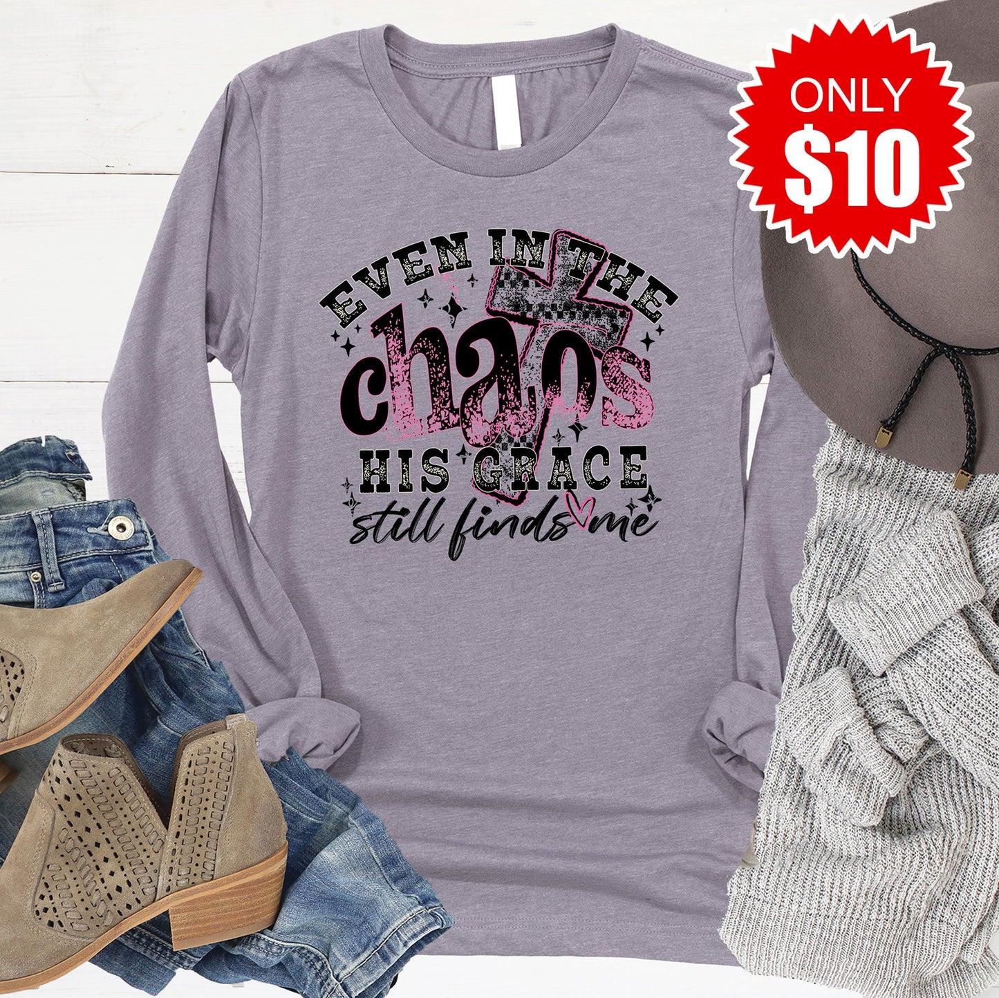 His Grace Still Finds Me Long Sleeve - Heather Storm - 10