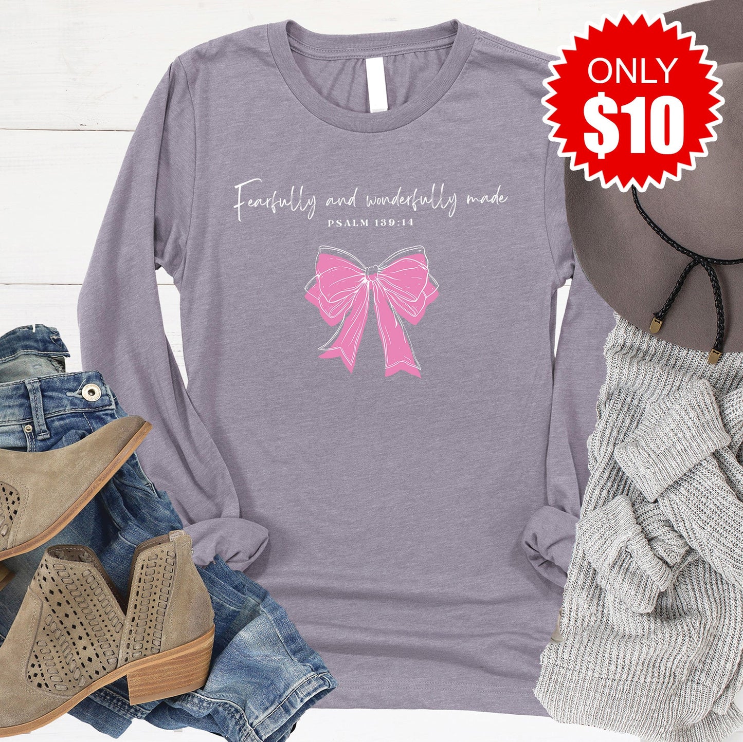 Fearfully and Wonderfully Made Long Sleeve - Heather Storm - 10