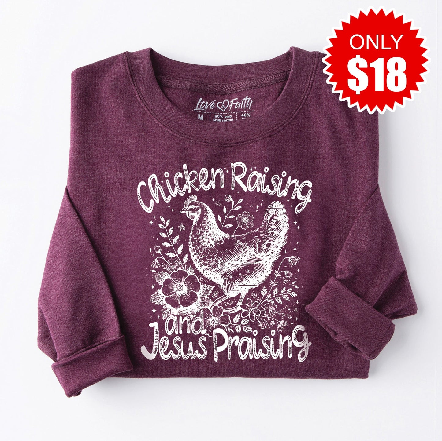 Chicken Raising Sweatshirt - Heather Sugar Plum - 18