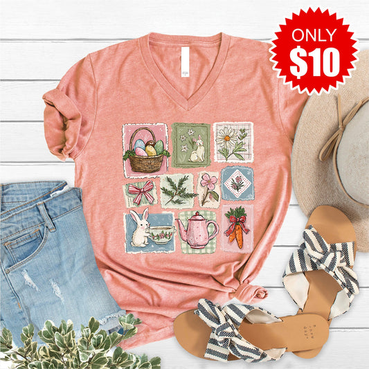 Bunny V-Neck - Heather Sunset - 10