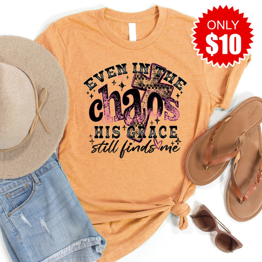 His Grace Still Finds Me Tee - Heather Apricot - 10