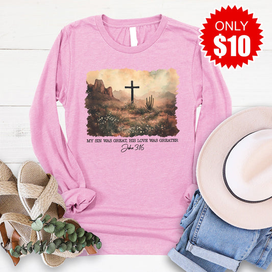 John 3:16 Long Sleeve - Heather Bubble Gum - 10
