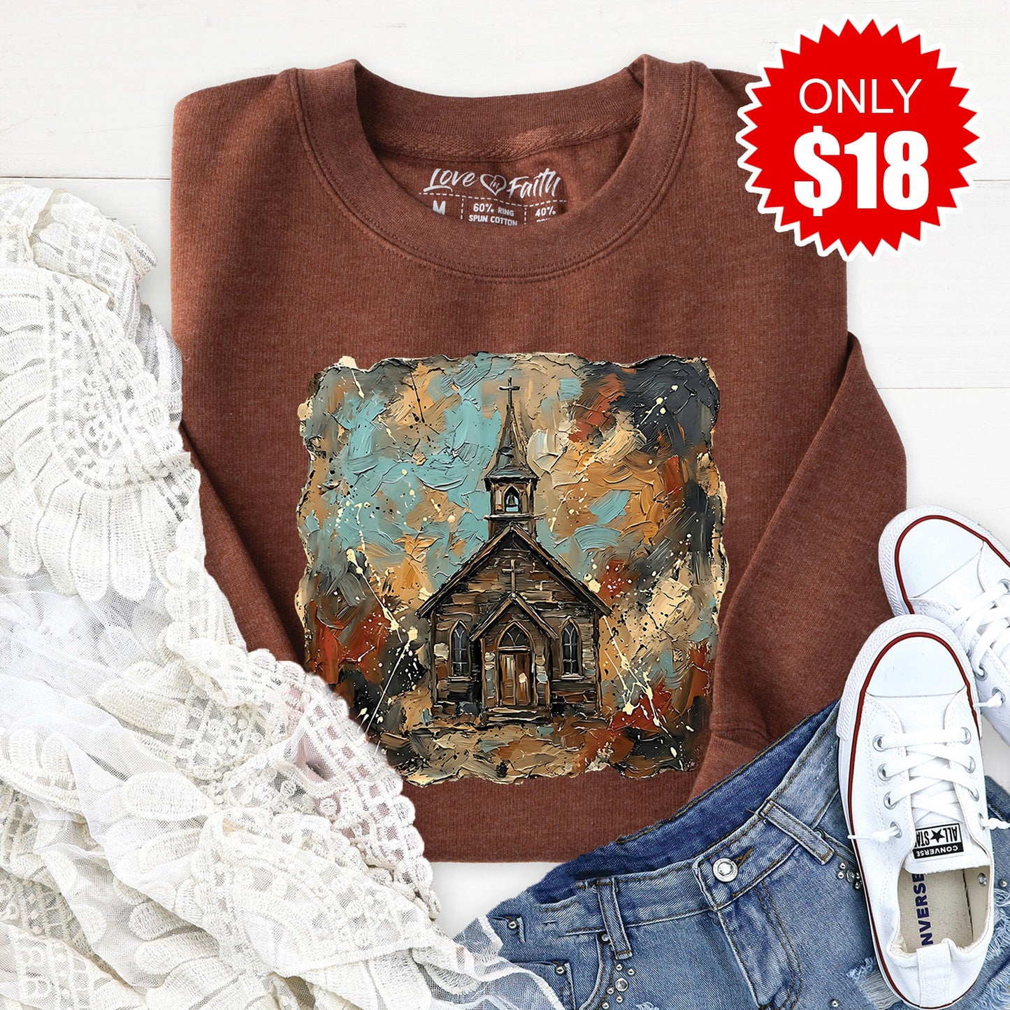 Church Sweatshirt - Heather Brown - 18