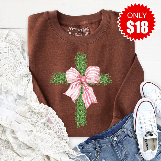 Cross Sweatshirt - Heather Brown - 18