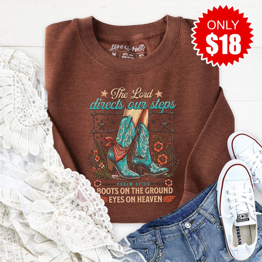 Boots On The Ground Sweatshirt - Heather Brown - 18