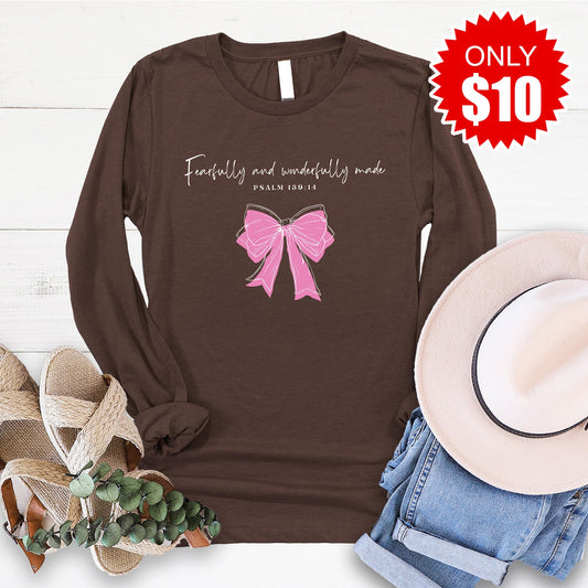 Fearfully and Wonderfully Made Long Sleeve - Heather Brown - 10