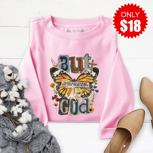 But God Sweatshirt - Heather Bubble Gum - 18