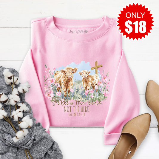Follow The Word Sweatshirt - Heather Bubble Gum - 18