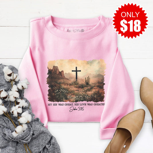 John 3:16 Sweatshirt - Heather Bubble Gum - 18