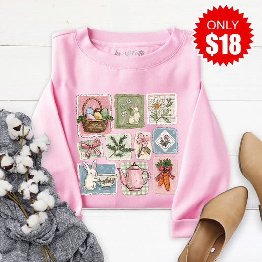 Bunny Sweatshirt - Heather Bubble Gum - 18