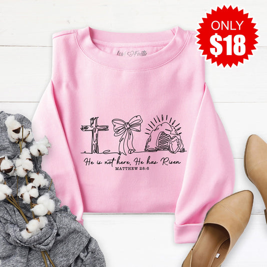He Has Risen Sweatshirt - Heather Bubble Gum - 18