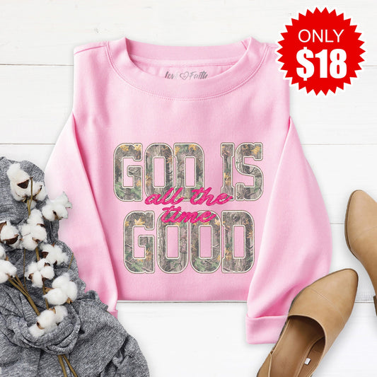 God Is Good Sweatshirt - Heather Bubble Gum - 18