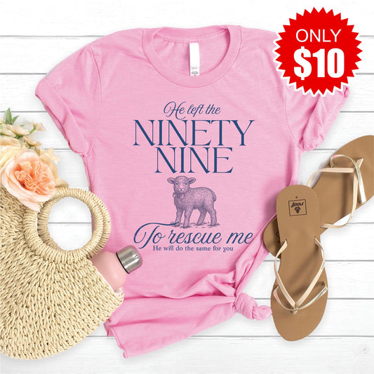 He Left The Ninety Nine Tee - Heather Bubble Gum - 10