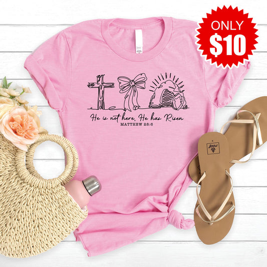He Has Risen Tee - Heather Bubble Gum - 10