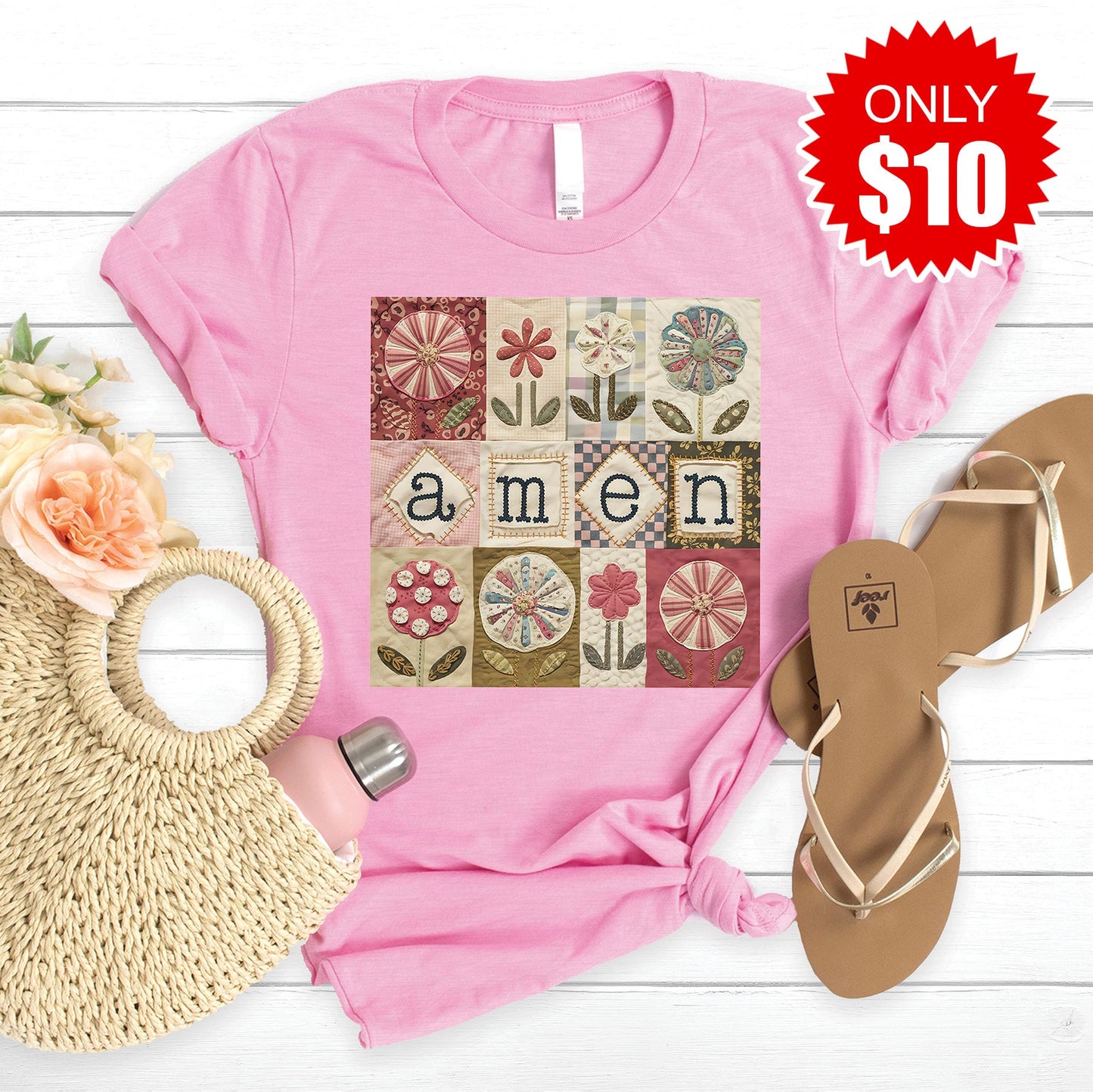 Amen Tee - Heather Bubble Gum - 10