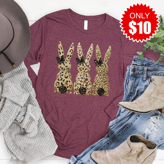 Easter Bunny Long Sleeve - Heather Burgundy - 10